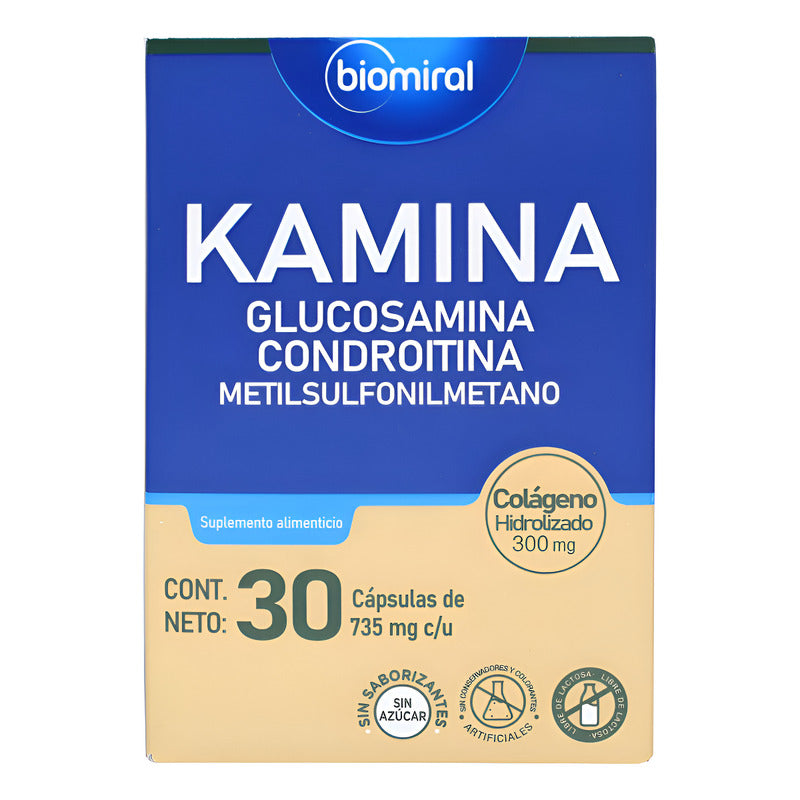 Kamina Glucosamina Condroitina 30caps 735mg C/u Sin Sabor