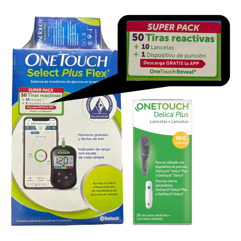 Kit 50 Tiras One Touch +35 Lancetas+lancetador+glucometro Negro