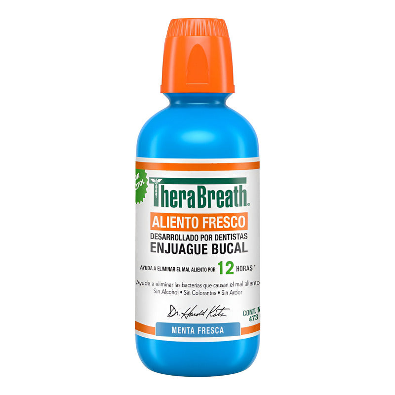 Enjuague Bucal Therabreath Aliento Fresco Menta Fresca 473ml