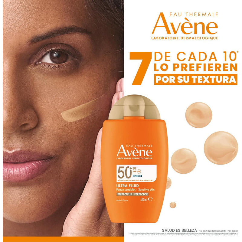 Avene Ultra Fluid Mat Perfect, Protector Solar Facial Fps 50+ Con Triasorb, Oil Control, Textura Ultrafluida, 50ml