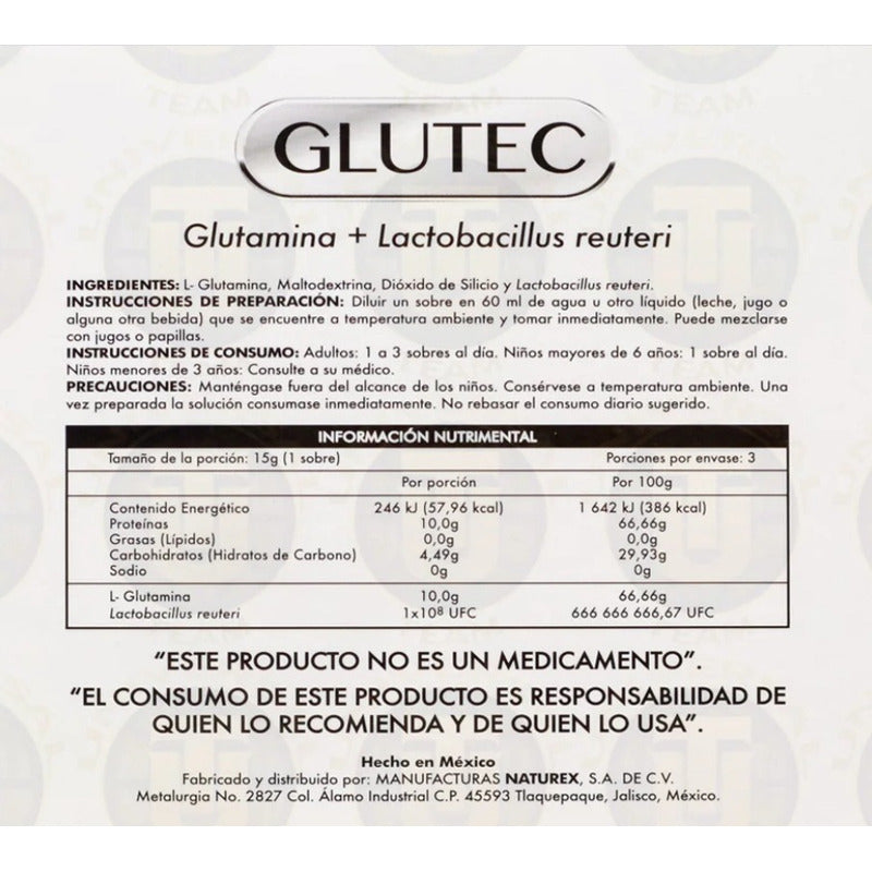 Glutec ( Glutamina + Lactobacillus ) Caja C/3 Sobres Naturex