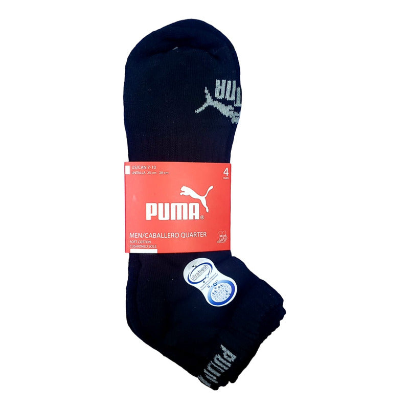 Puma Calcentín Quart Negros Hombre Talla7-10 4 Pares Negro Liso 7-10