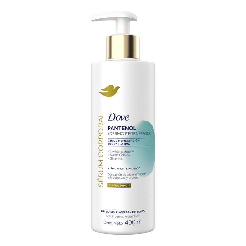 Dove Sérum Corporal Pantenol Dermo Regenerador, Alivia Y Restaura Piel Sensible Y Extra Seca, 400ml