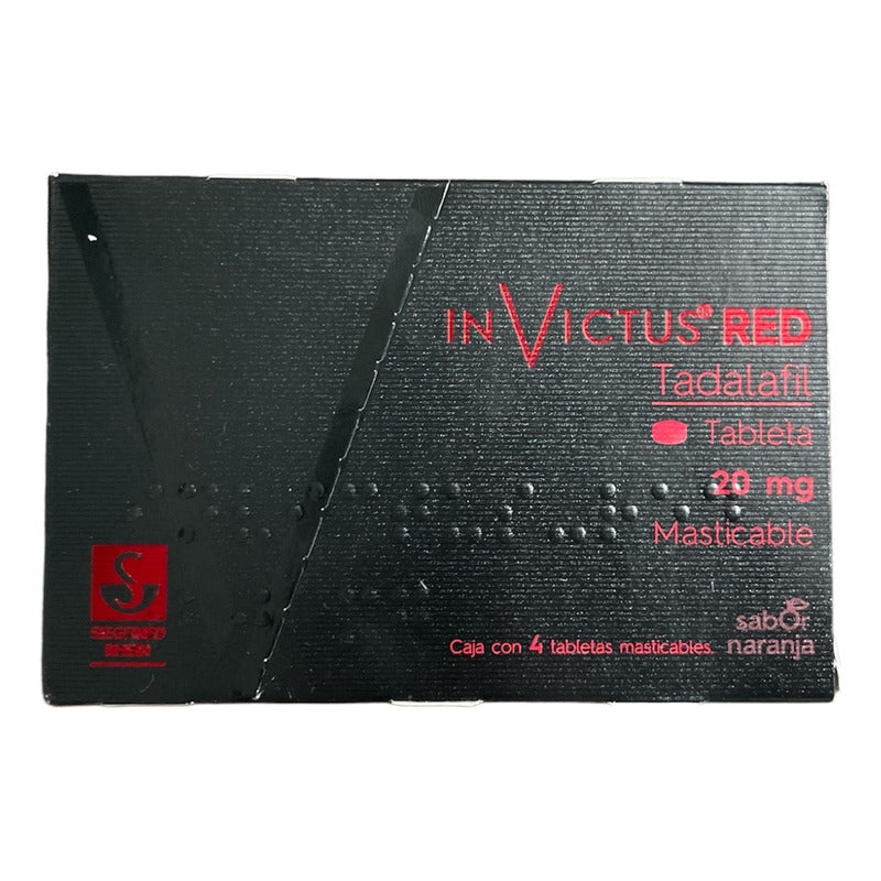 Invictus Red Tadalafil Tableta 20mg Masticable 4 Tabletas