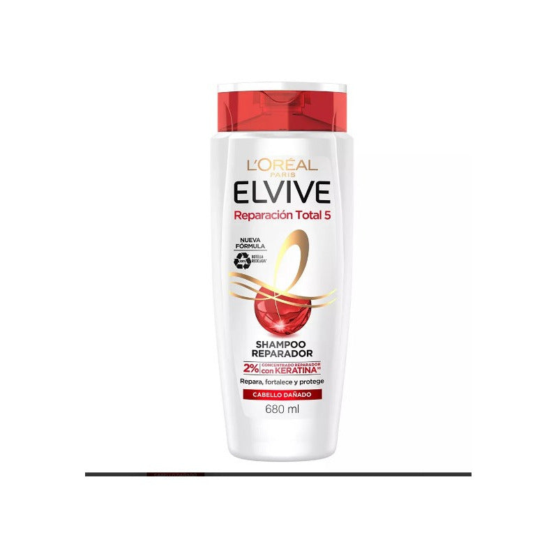 Shampoo Reparación Total 5 680ml Elvive Repara Fortalece Y Protege