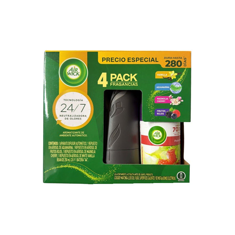 Aromatizante Air Wick 4 Pack Fragancias Mixtas Difusor Floral 250 Ml