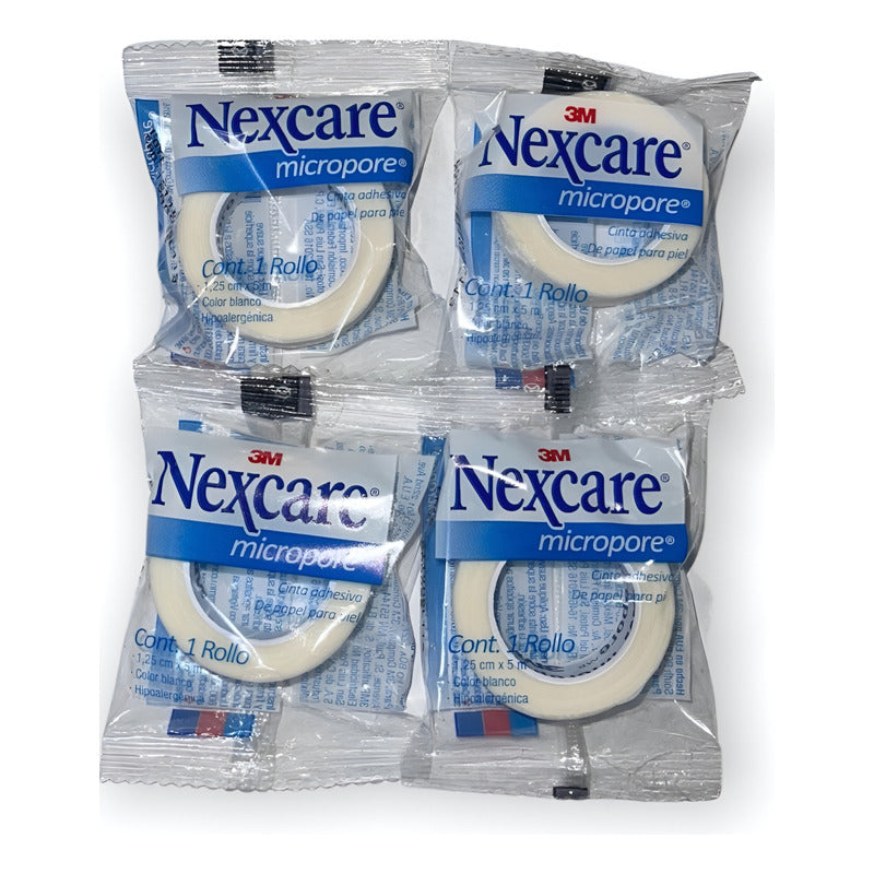 4 Cintas Micropore Blancas 1.25cm X 5m  Nexcare 3m