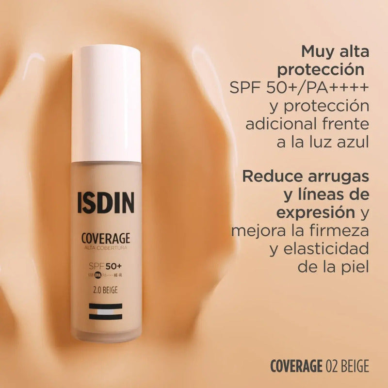 Isdin Coverage Base De Maquillaje Alta Cobertura Con Protector Solar Fps 50+ Tono 2.0 Beige