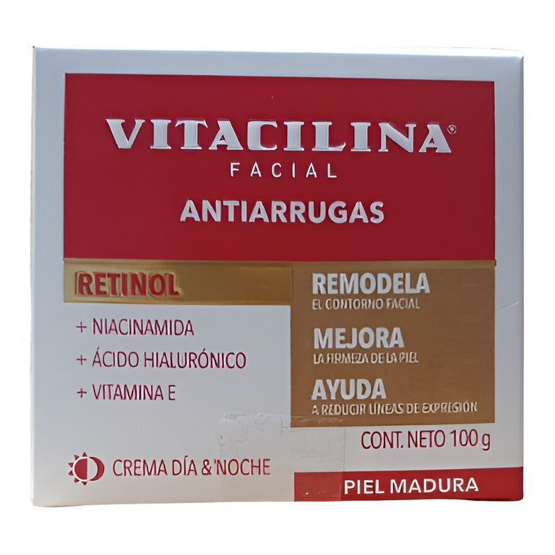 Vitacilina Facial Antiarrugas Retinol Ácido Hialurónico 100g - Todo Tipo De Piel - Día/noche