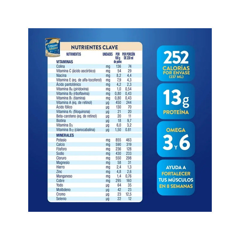 Pack 2 Ensure Advance Vitaminas Vainilla 400g C/u - Vainilla