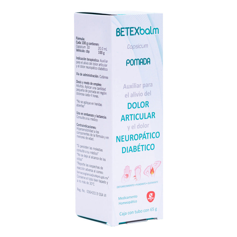 Betexbalm Auxiliar En Neuropatía Diabética Nartex Homeopatía Alivio Dolor Nervioso, Neuropático Y Articular
