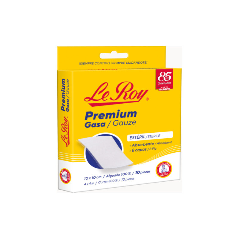 Gasa Esteril Le Roy 10x10 Cm Grande 10 Piezas