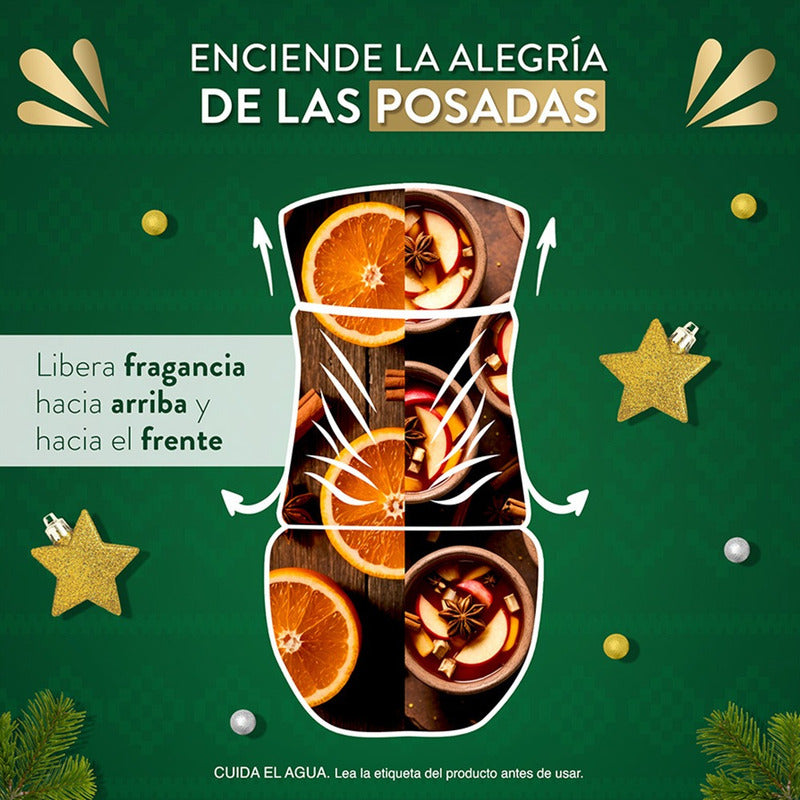 Air Wick® Aromatizante Eléctrico, Noches De Bengala & Ponche Navideño, 1 Difusor + 9 Repuestos De 20 Ml C/u