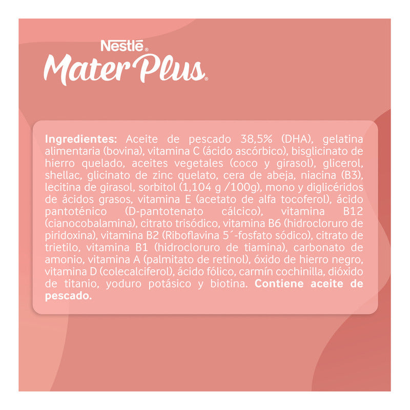 Suplemento Alimenticio Nestlé Materplus Cápsulas Dha (omega 3) 34g Sin Sabor