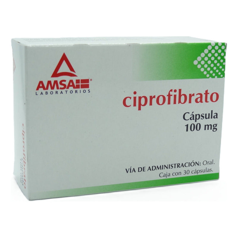 Ciprofibrato Hipolipemiante 100mg 30 Cápsulas Amsa