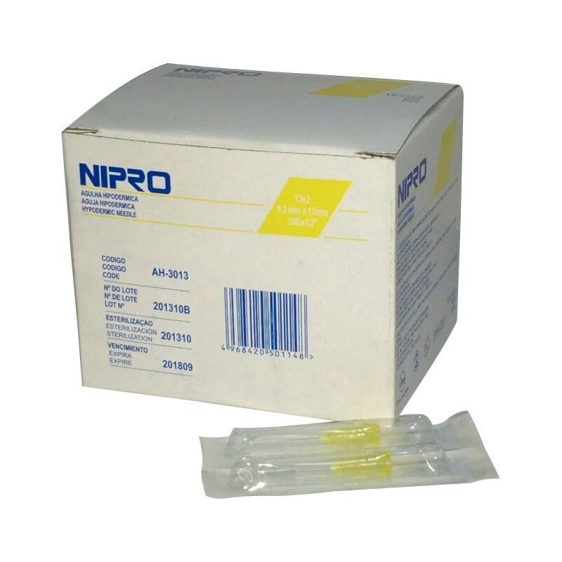 Aguja Hipodermica 30g X 1/2 (13mm) Caja Con 100 Pz Nipro Capacidad En Volumen 13 Ml