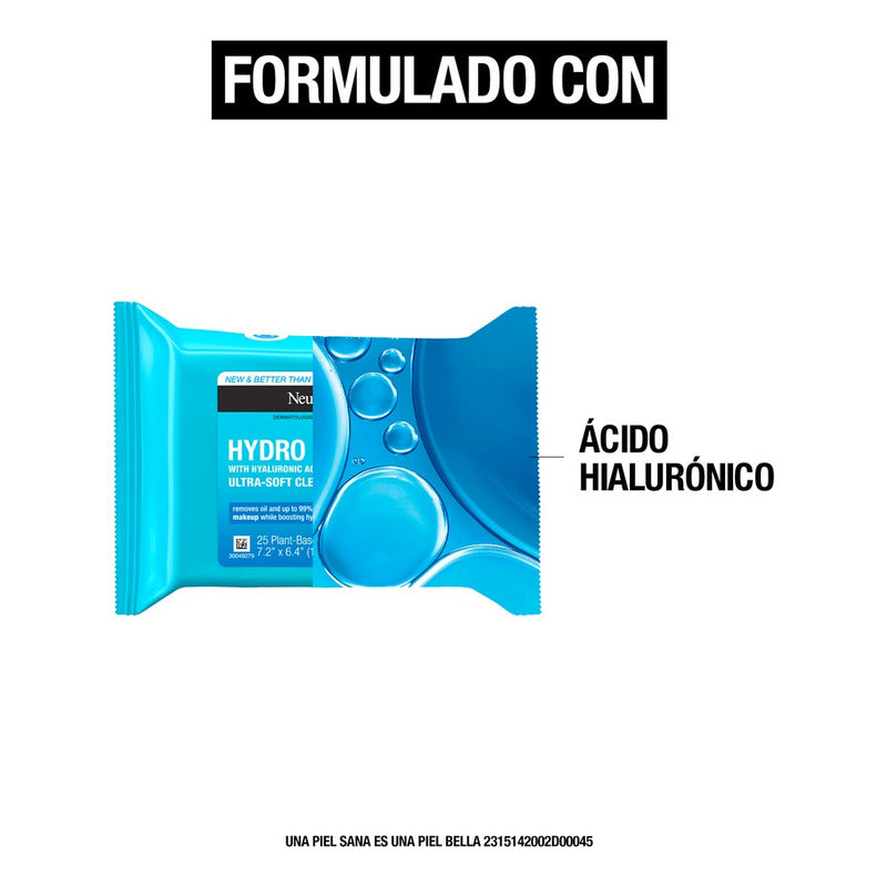 Neutrogena Hydro Boost Toallitas Limpiadoras Hidratantes, 25 Pzs, Todo Tipo De Piel
