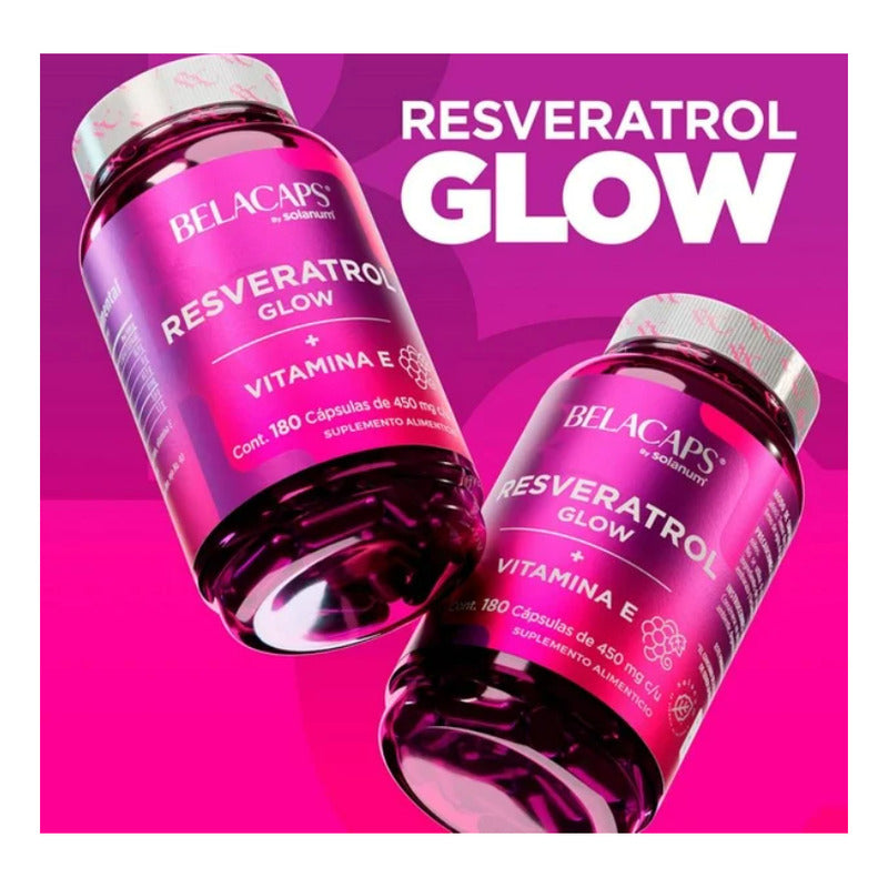 Suplemento Belacaps Solanum Resveratrol Glow 180 Cáps 450mg - Sin Sabor