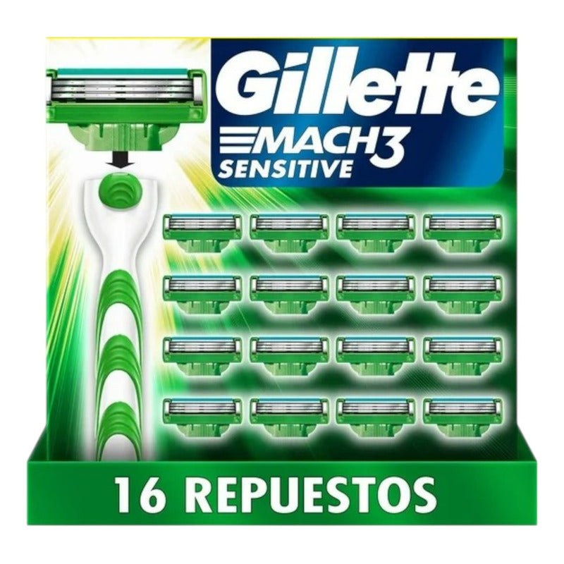 Gillette Cartuchos Mach3 Sensitive 16 Cartuchos Rastrillos