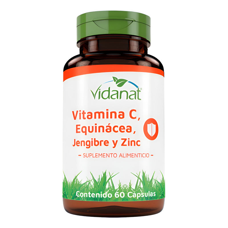 Vidanat Suplemento Vitamina C Equinácea Jengibre 60 Caps Sin Sabor