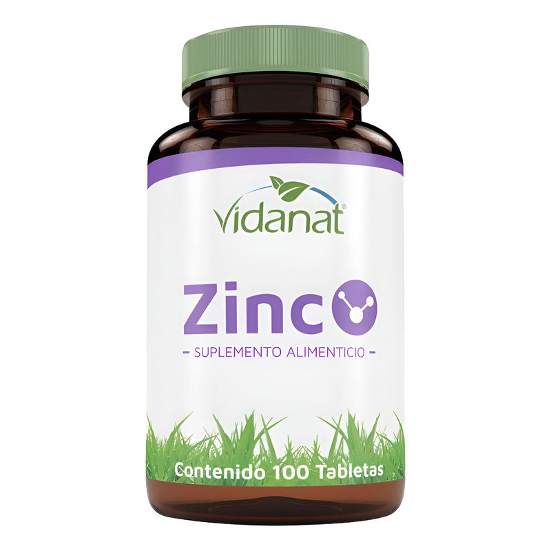 Zinc Suplemento Vidanat 100 Tabs Sin Sabor