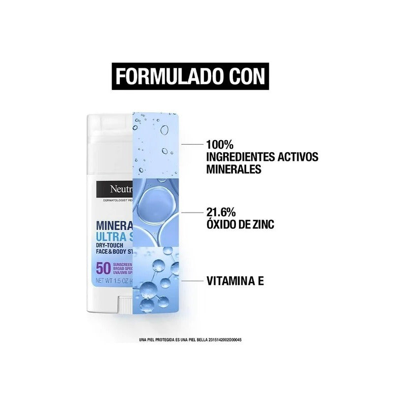 Neutrogena Mineral Ultra Sheer 50+ Barra Proteccion Solar