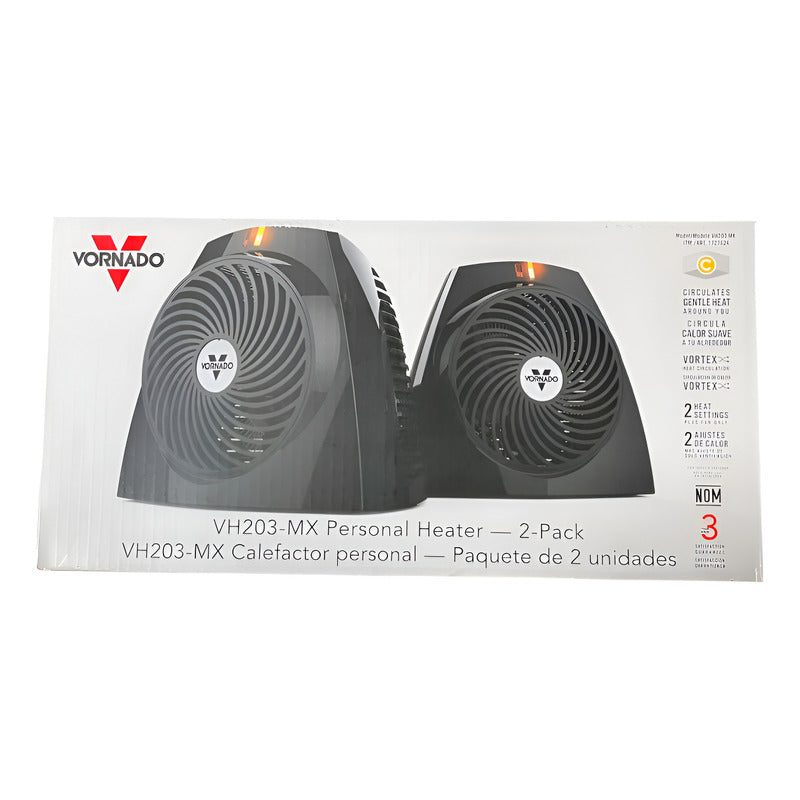 Pack 2 Calefactor Personal Vornado Negros 19.05 Cm 120v/60hz Negro Negras Plástico 3