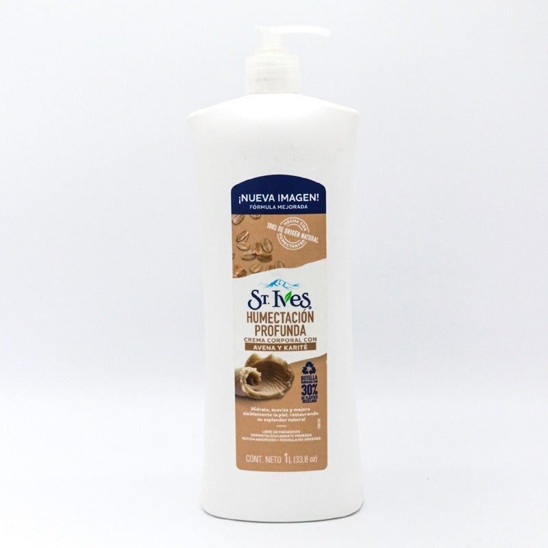 St. Ives Crema Corporal Con Avena Y Karité, Humectación Profunda, 1 L