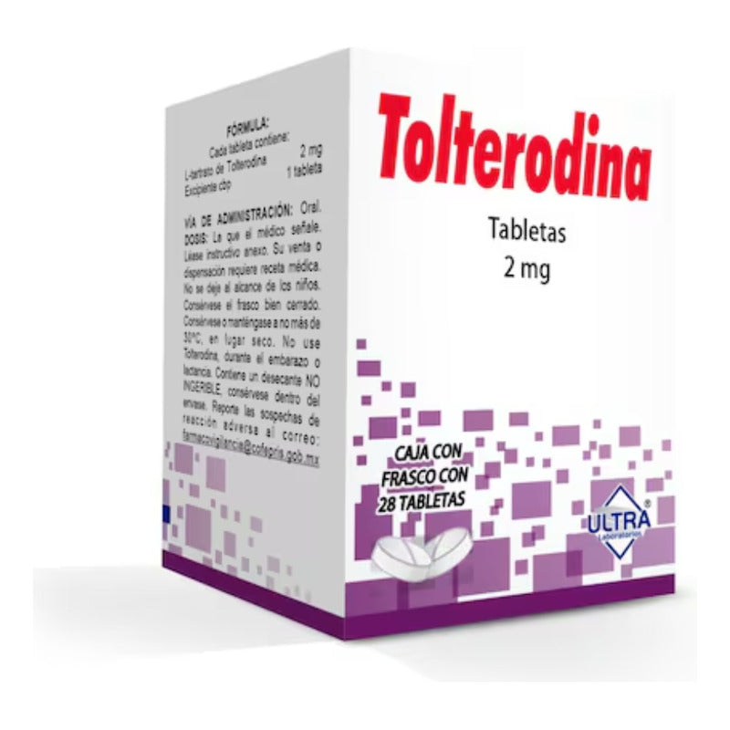 Tolterodina 2mg Ultra 28 Tabletas