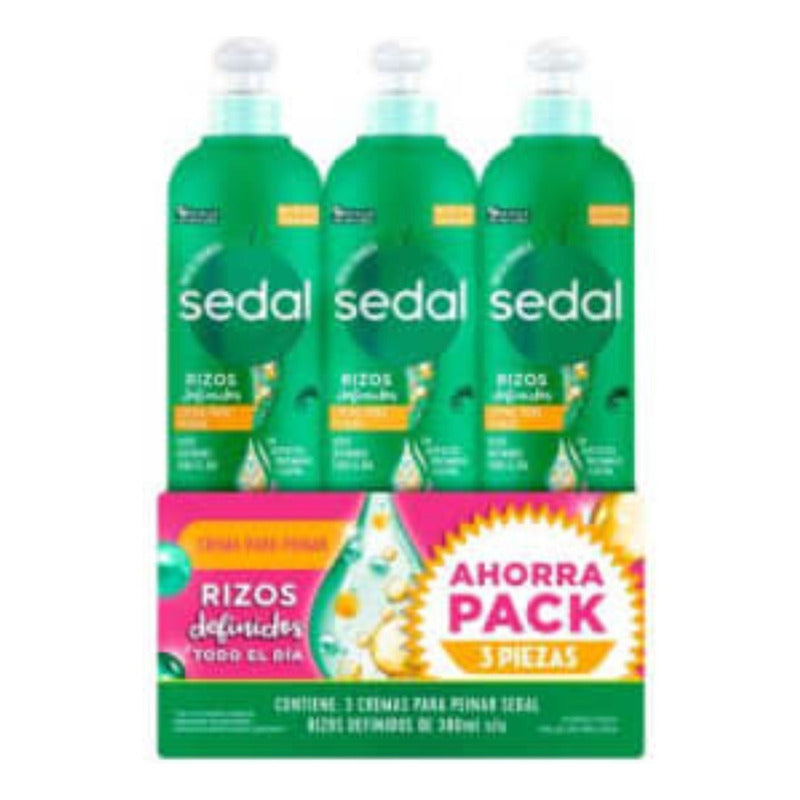Pack 3 Crema Para Peinar Sedal Rizos Definidos 380ml Cu