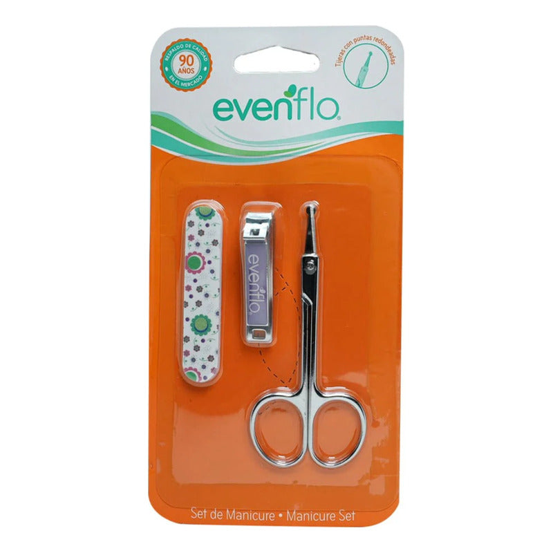 Set Manicure Para Bebe Evenflo Tijeras Cortauñas Lima Con Diseño