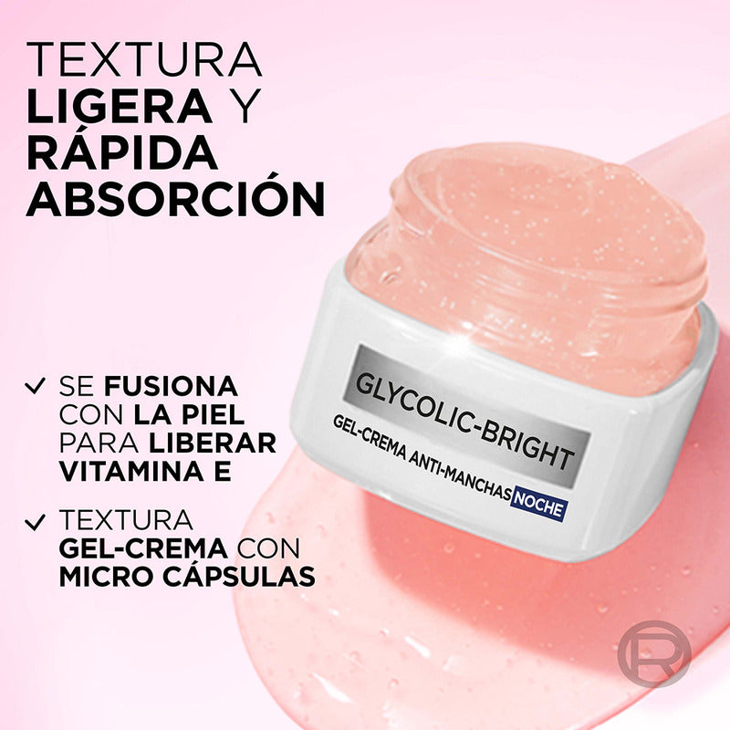 Gel Crema Noche Anti-manchas Ácido Glicólico L'oréal Paris Todo Tipo De Piel Noche