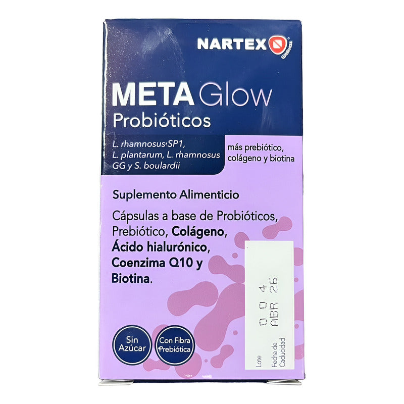 Meta Glow Probióticos, Colágeno, Ácido Hialurónico 30caps Sin Sabor