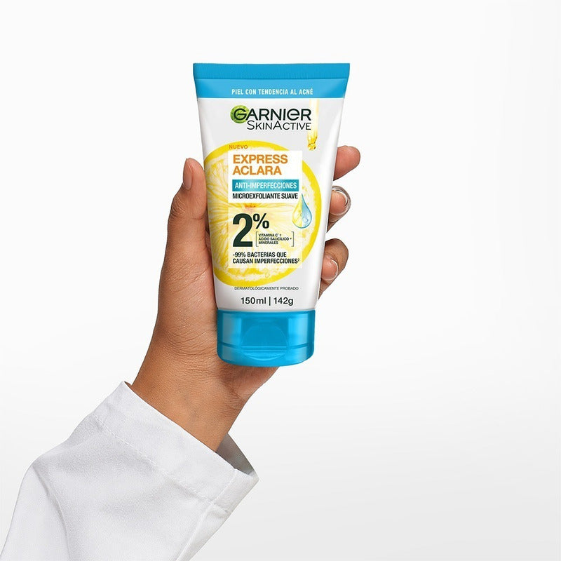 Microexfoliante Garnier Express Aclara Suave 2% 150ml Acneica Día/noche