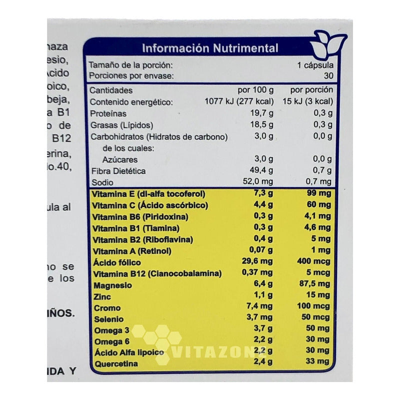 Dibenel Max Multivitaminico, Quercitina, Omega C/30 Cáps Cmd Sabor Capsulas Sin Sabor