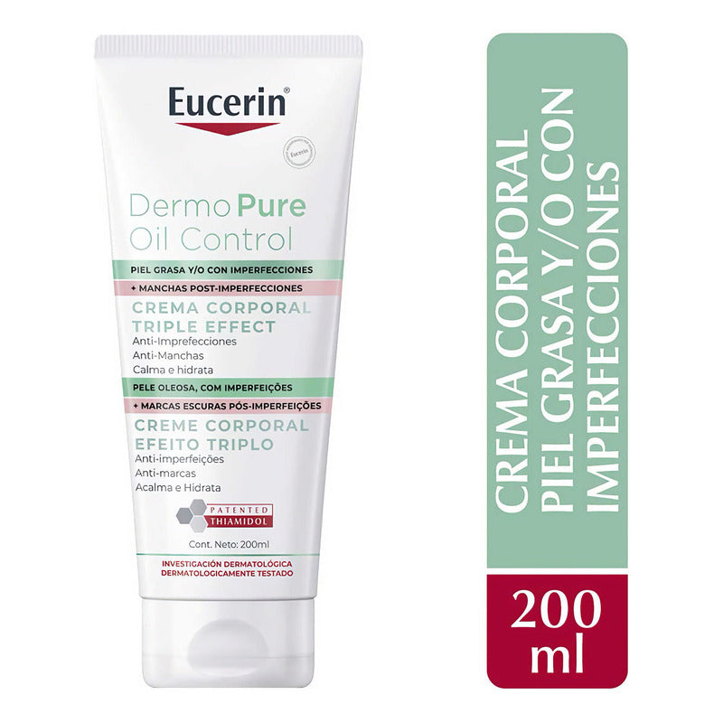 Eucerin Dermopure Triple Effect Crema Corporal, Piel Grasa E Imperfecciones, 200 Ml