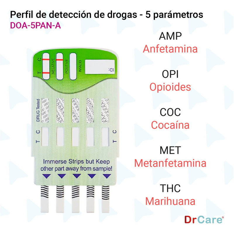 Pruebas Antidoping Orina Detección Drogas 5 Parámetros 25pza