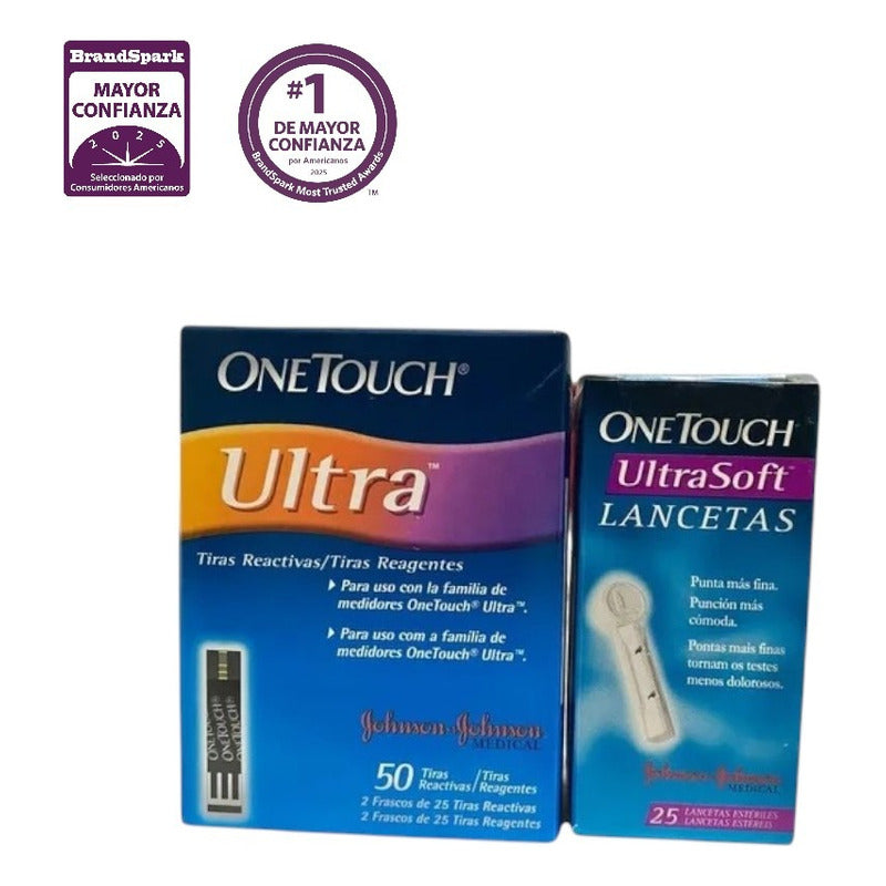 One Touch Ultra Pack 50 Tiras Y 25 Lancetas Color Azul