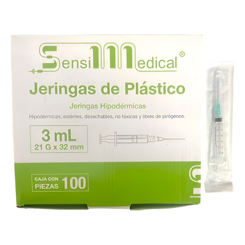 100 Jeringas Sensimedical 21gx32mm 3ml 3 Ml