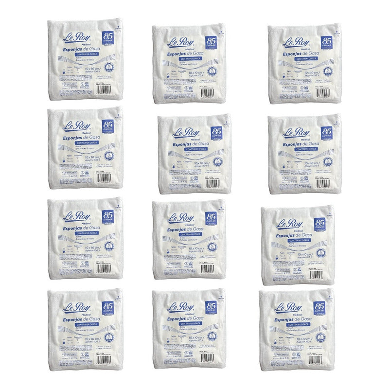 Esponja De Gasa Estéril Tejido 12 Capas De 10 X 10 Cm 12pz