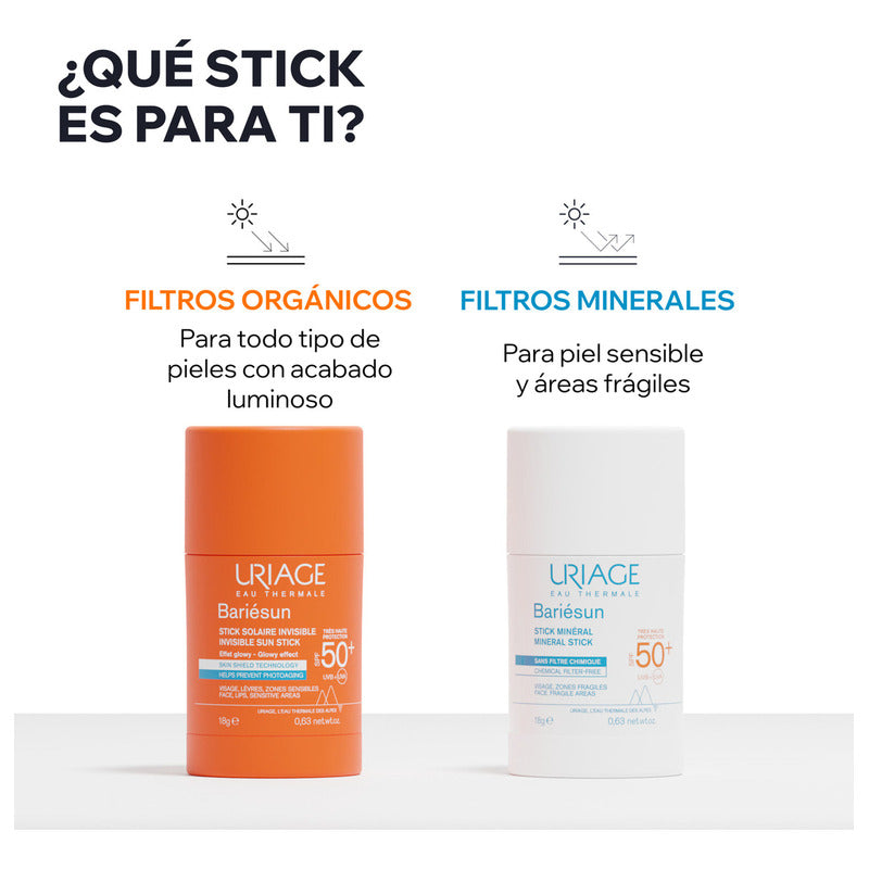 Uriage Bariesun Stick Solar Invisible Spf 50+ En Barra 18gr, Producto Viral  Glow On The Go