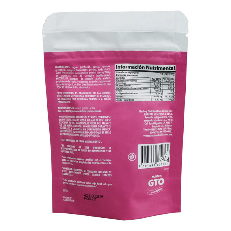 Colageno Biotina + Acido Hialuronico 14gomitas Sabor Fresa - Fresa