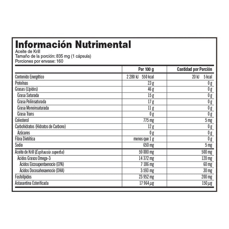 Suplemento En Cápsulas Kirkland Signature Aceite De Krill Alimenticio En Botella 160 Un Softgels Por Día Contiene Ácidos... Sin Sabor