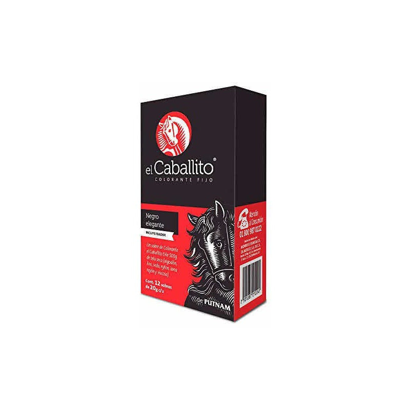 Caja 12 Caballito Colorante Para Ropa Negro Elegante 20g