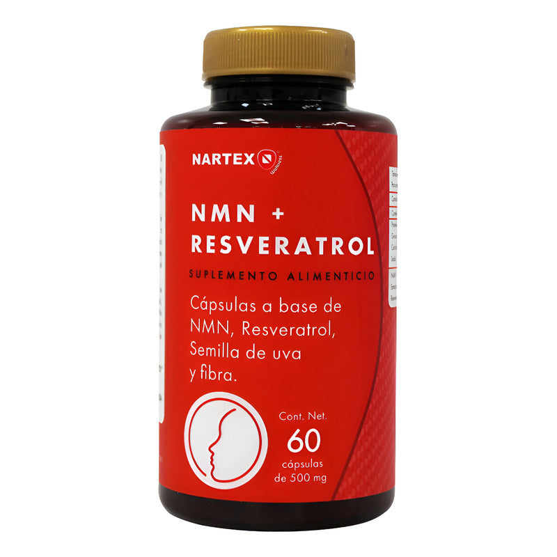 Nmn + Resveratrol 500mg 60 Cápsulas Suplemento Antioxidante Para Energía Celular, Longevidad, Vitalidad Y Salud Cardiovascular Antienvejecimiento Natural