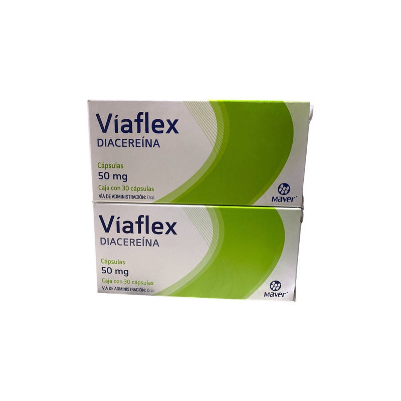 Dos Cajas De Víaflex Diacereína 50 Mg C/30 Caps Maver Sabor Sin Sabor