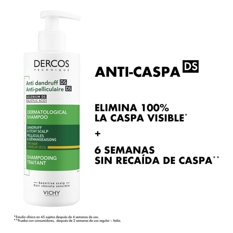 Shampoo Vichy Dercos Anticaspa 390ml Cabello Seco