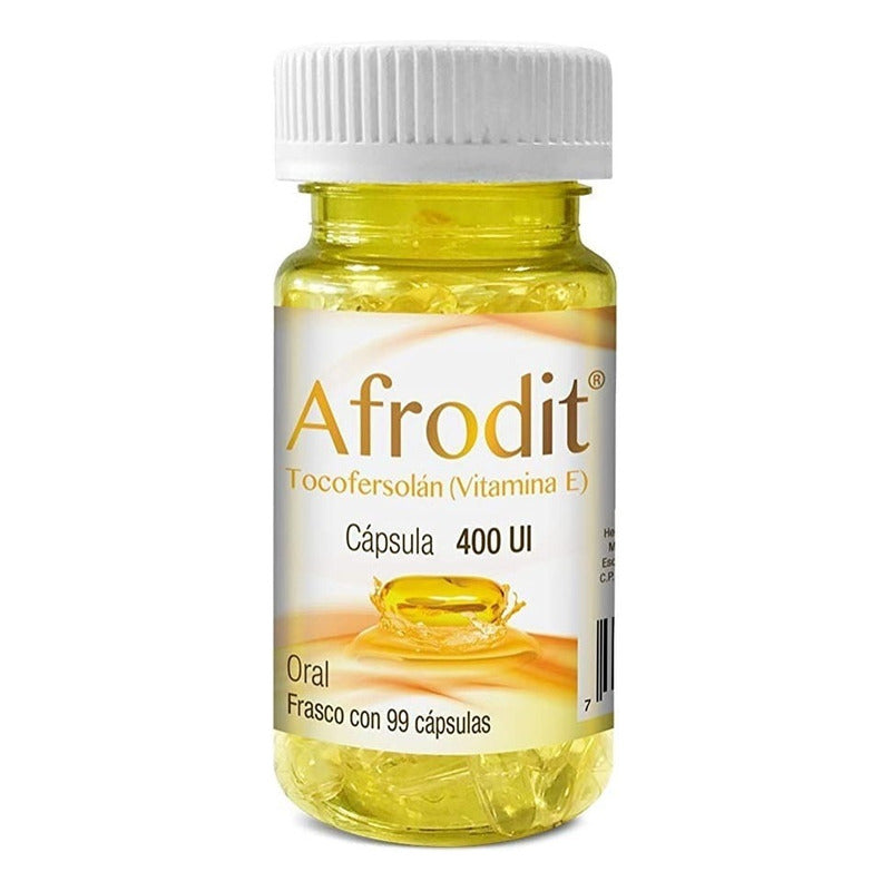 Afrodit Tocofersolan Vitamina E 99 Capsulas 400ui Progela Sin Sabor