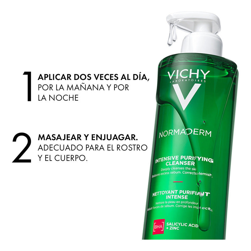 Vichy Normaderm Gel Limpiador Facial Hipoalergénico Ideal Para Piel Mixta A Grasa, 400ml