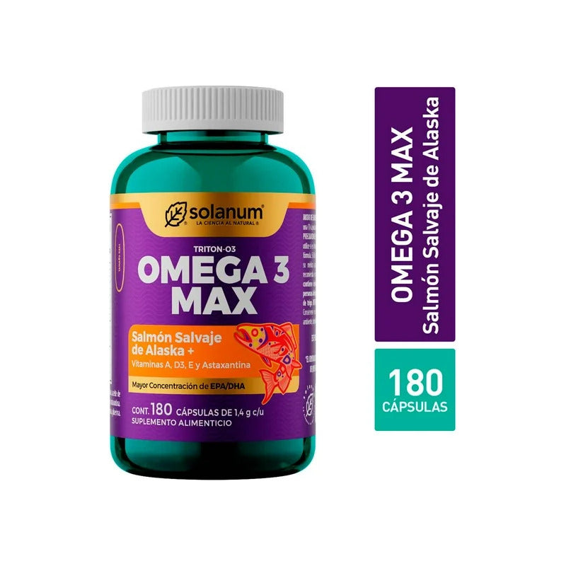 Solanum Omega 3 Max Suplemento Alimenticio 180caps Sabor Sin Sabor